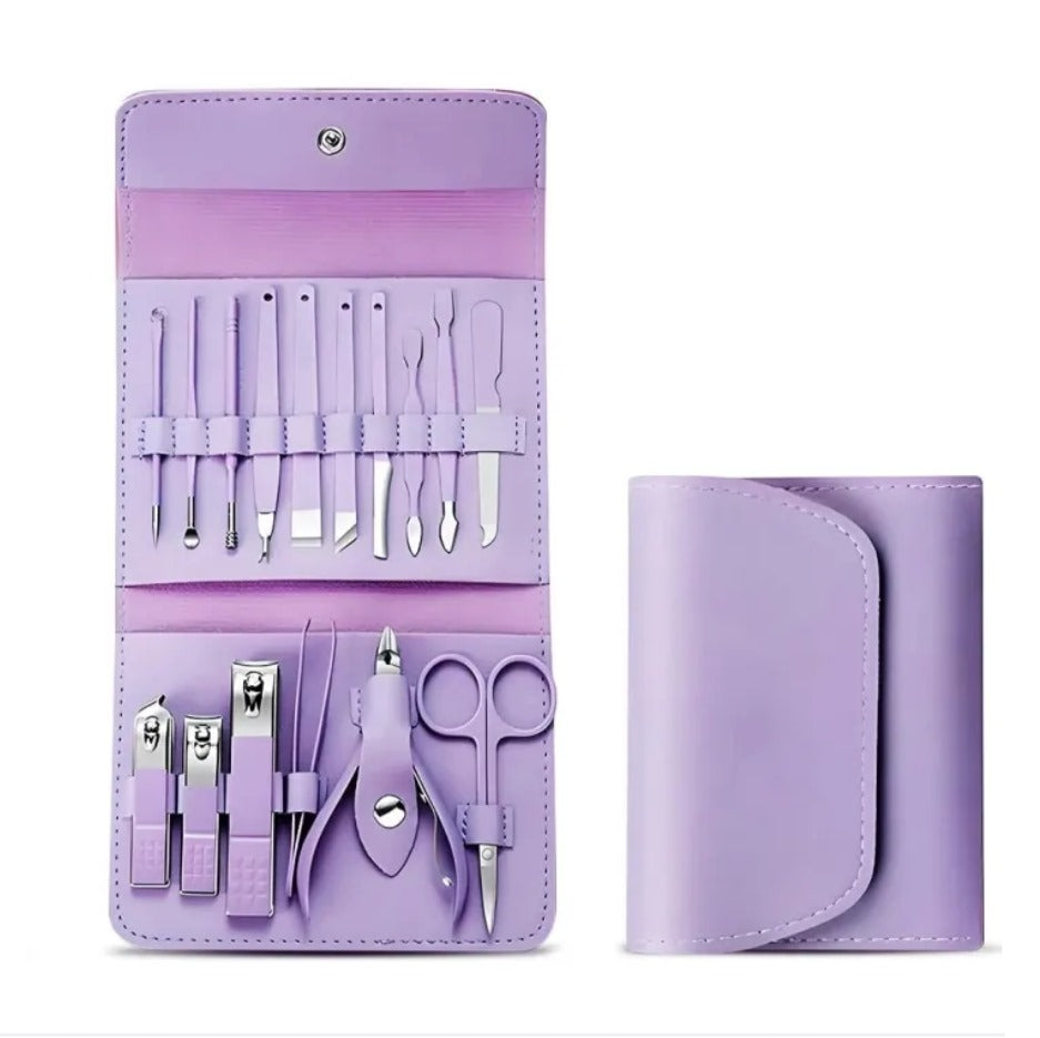 16 Pcs Nail Kit Pouch – Professional Manicure & Pedicure Set