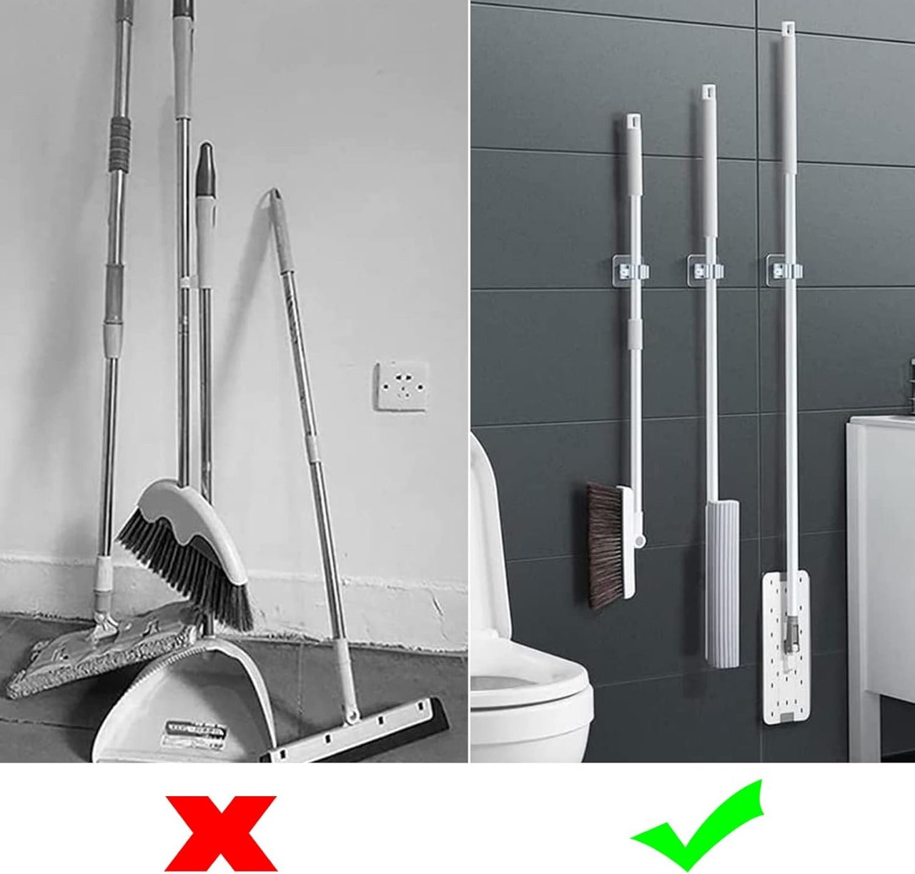 Easy-Install Wall-Mounted Mop & Broom Holder – Buy 1 Get 2 Free (3-Pack)
