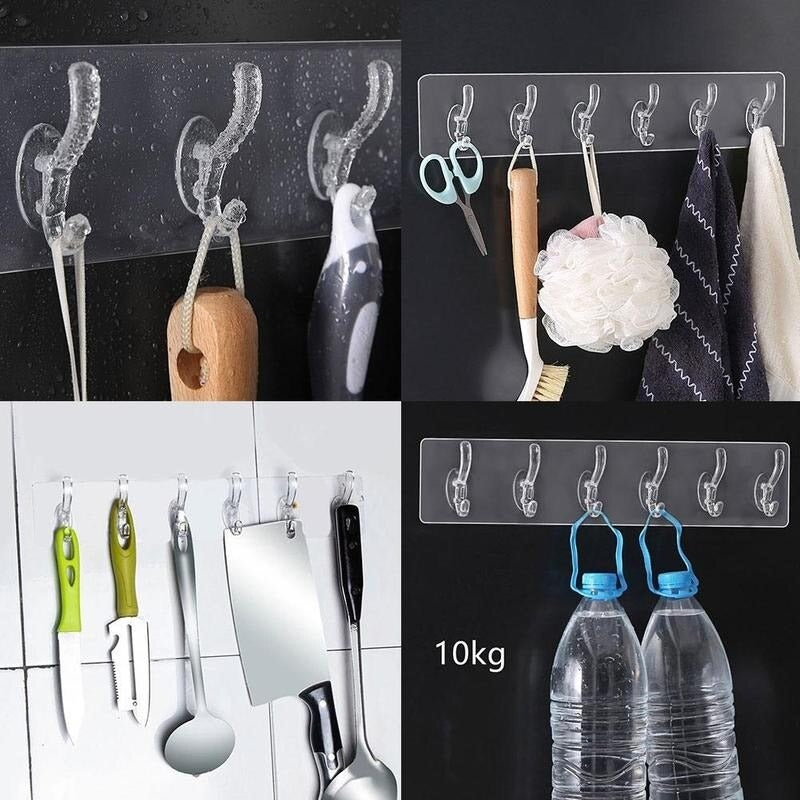 Transparent Self Adhesive Hooks Strips – Buy 1 Get 2 Free (3-Pack)