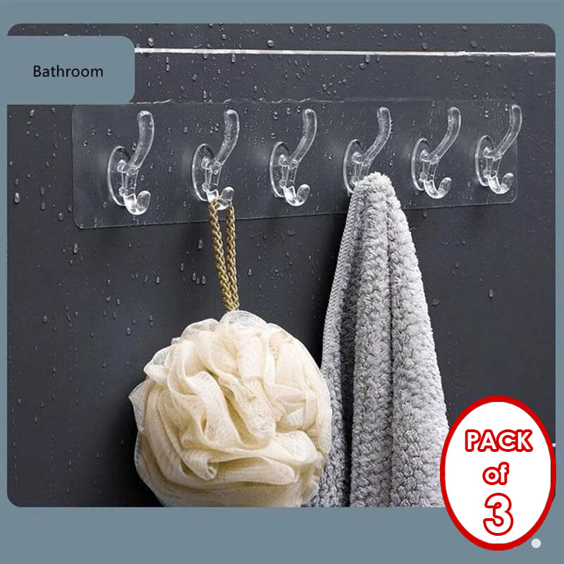 Transparent Self Adhesive Hooks Strips – Buy 1 Get 2 Free (3-Pack)