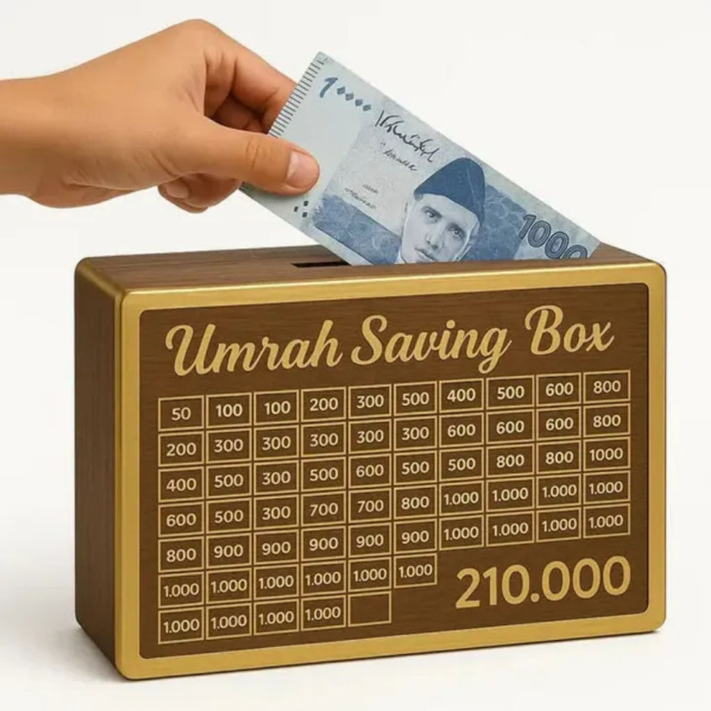Umrah Saving Box – Islamic Wooden Goal Tracker Bank