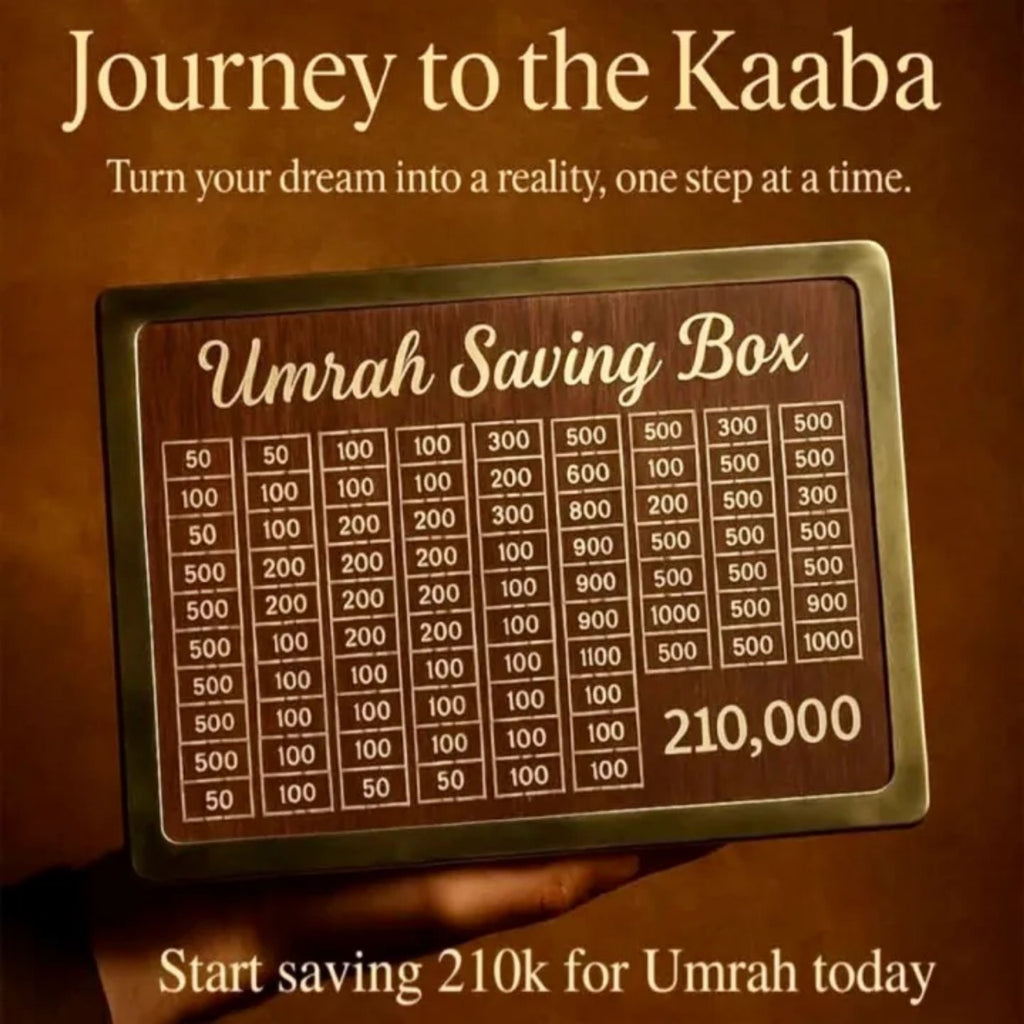 Umrah Saving Box – Islamic Wooden Goal Tracker Bank