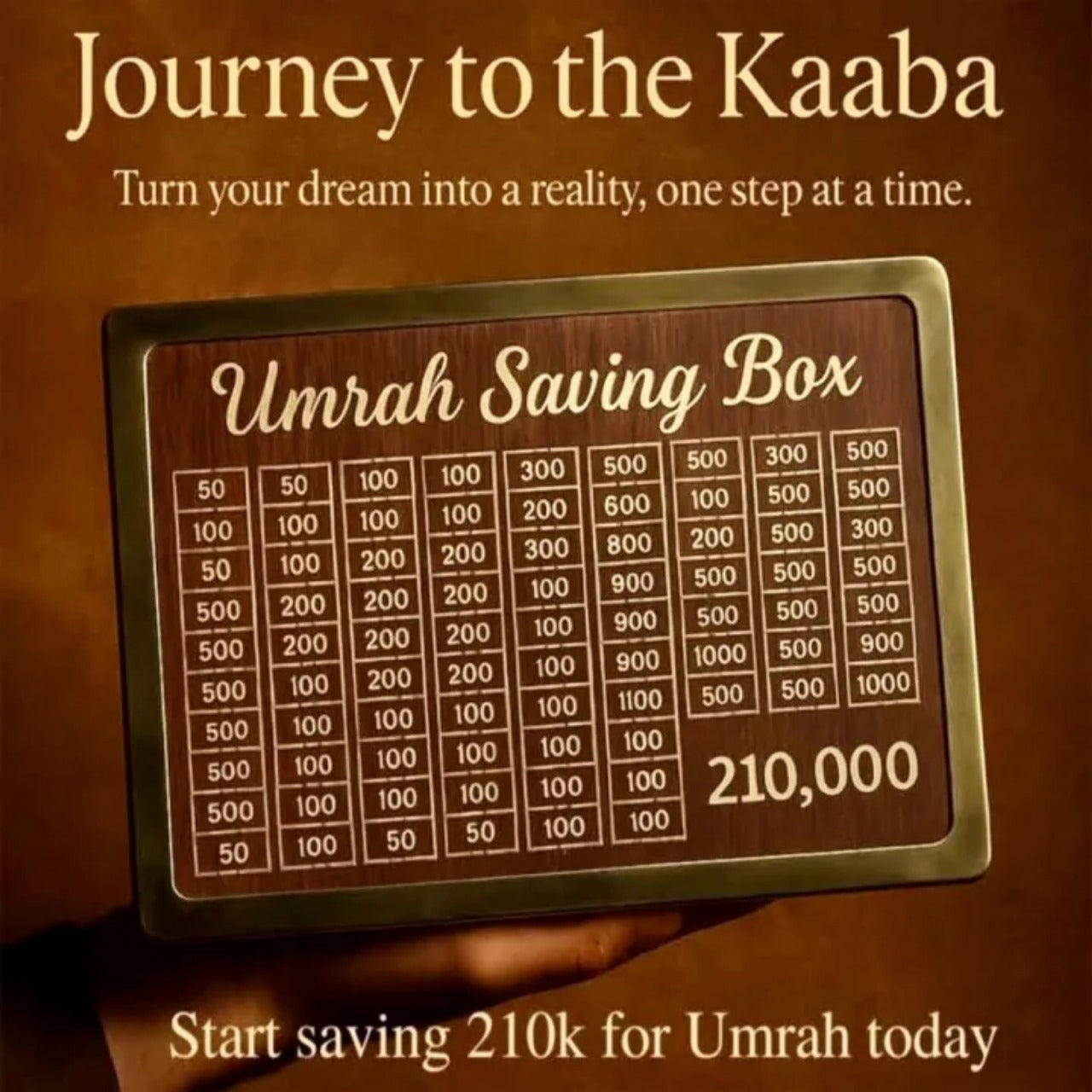 Umrah Saving Box – Islamic Wooden Goal Tracker Bank