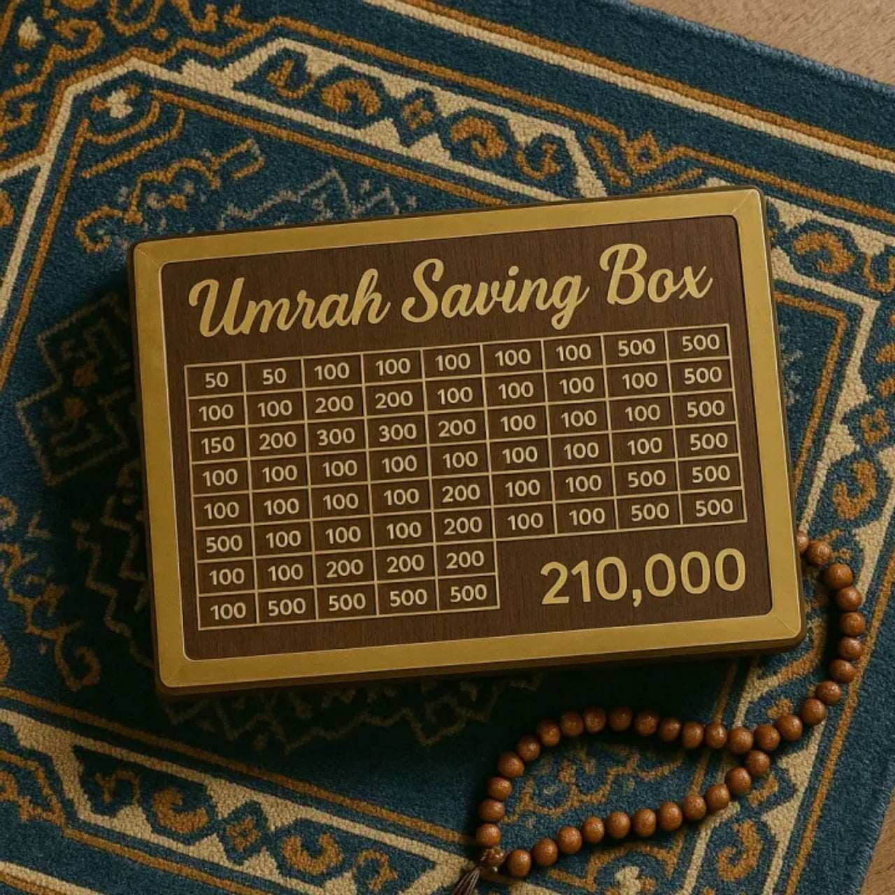 Umrah Saving Box – Islamic Wooden Goal Tracker Bank
