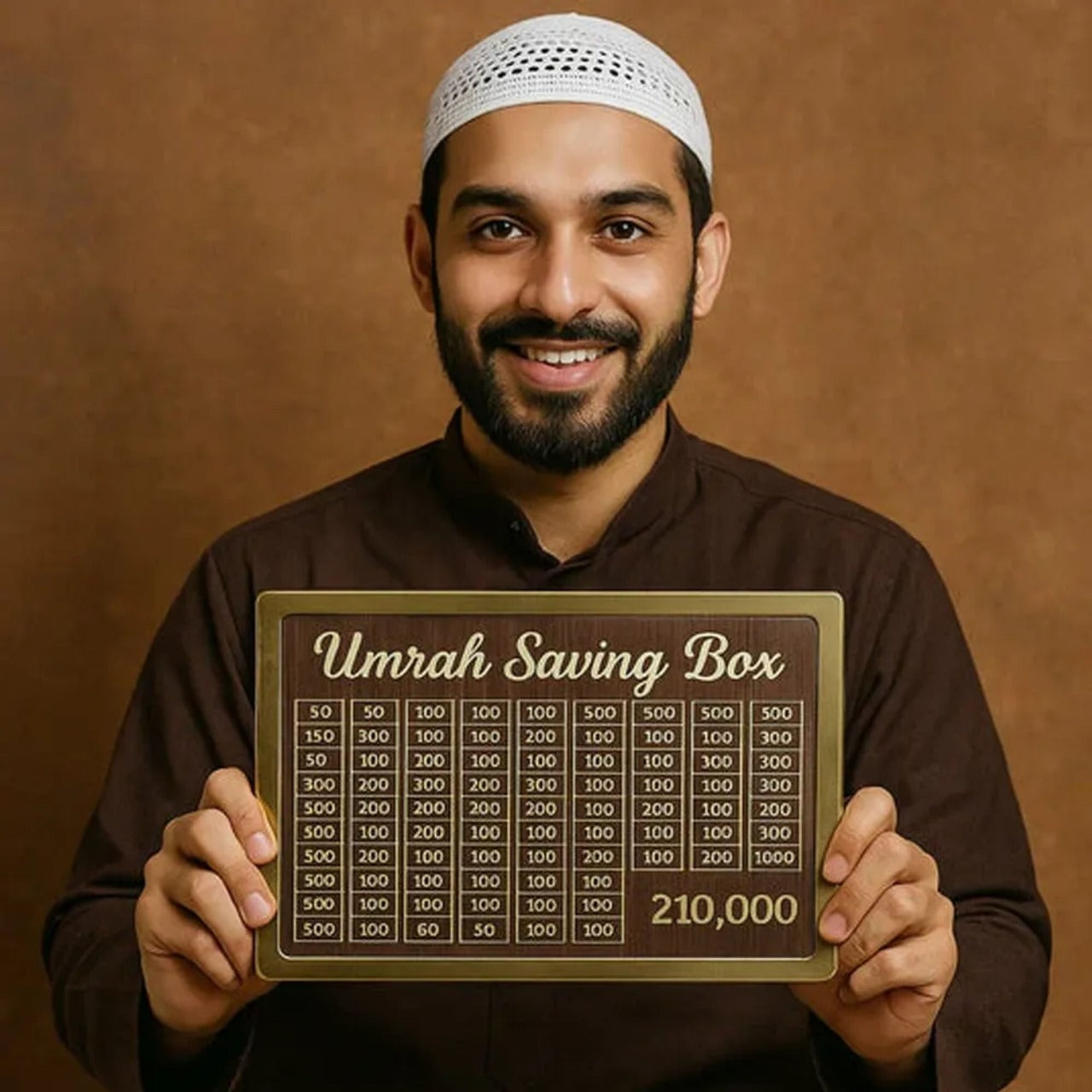 Umrah Saving Box – Islamic Wooden Goal Tracker Bank