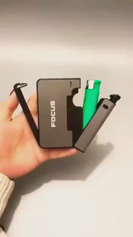 Focus Lighter With Cigarette Case – 10 Stick Capacity Smart Flame